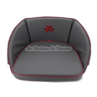 Gray embroidered Massey Ferguson seat cover with red border